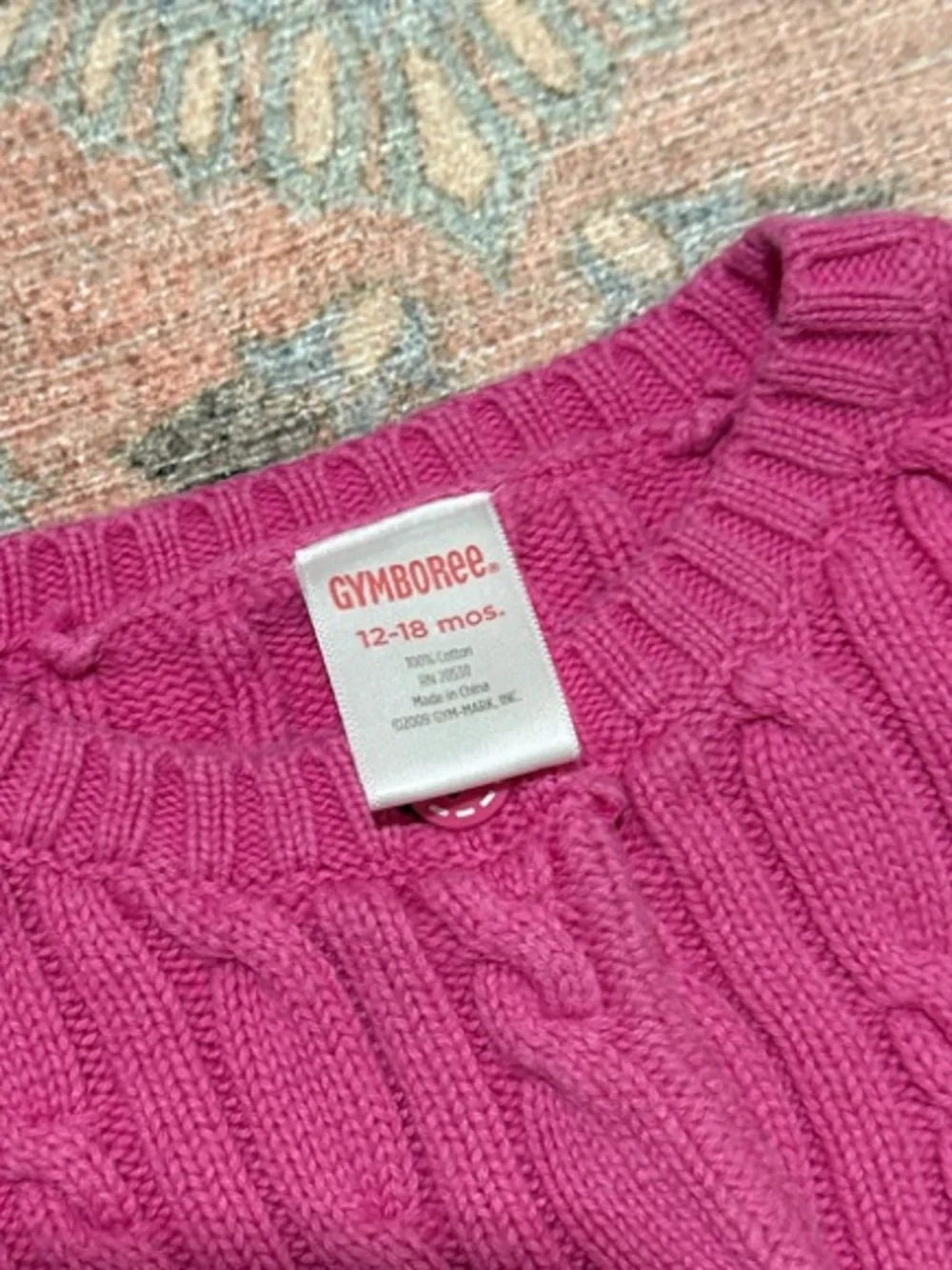Gymboree Fuchsia Cable-Knit Button Toddler Cardigan *Almost Vintage* 2009